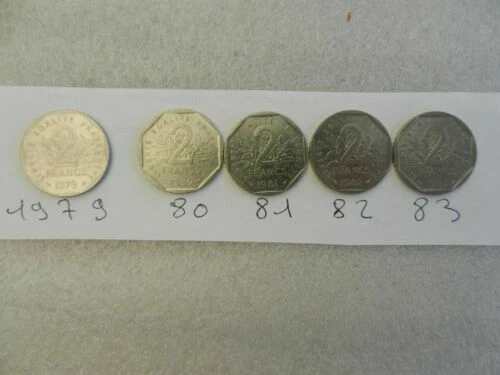 Pièces de monnaie françaises de 2 francs, sur semeuse