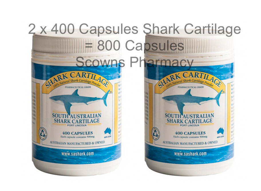 2 x Shark Cartilage Capsules 500mg 400 Capsules Dietary