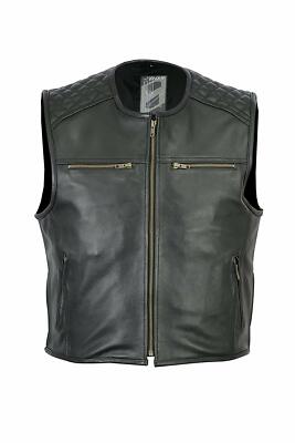 Herren Lederweste komplett aus Rindsleder, Bikerweste, Rockerweste, Clubweste