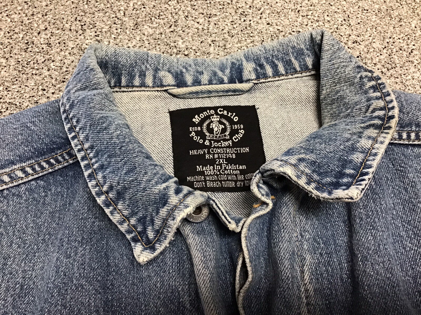 Monte Carlo Denim Jacket Adult XXL Blue Denim Button … Gem