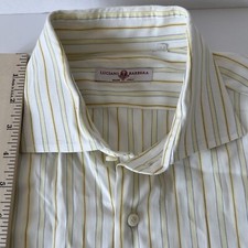 Luciano Barbera Shirt Men's XL White Striped Long Sleeve Button Up Made in Italy
