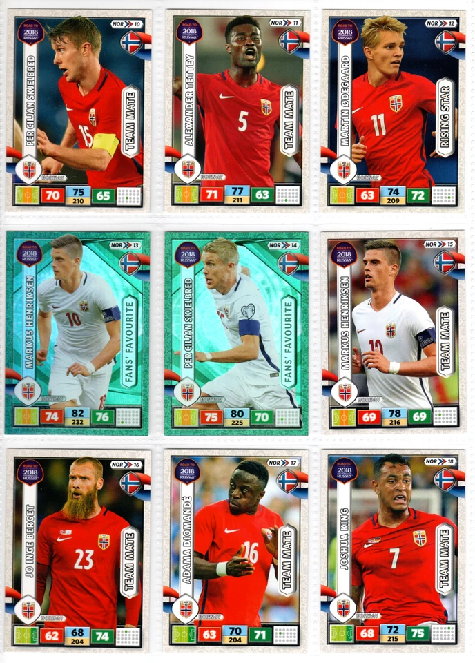 CONJUNTO COMPLETO DE CARTÕES DE TIME DE FUTEBOL DA NORUEGA 18/18! - Panini Copa do Mundo FIFA 2018 - Imagem 3 de 4