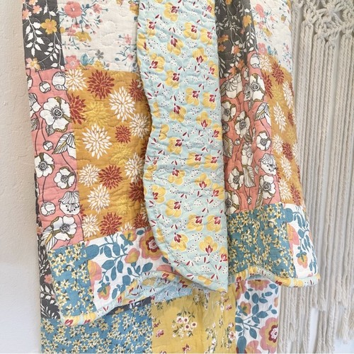 NEW Anthro Boho Cotton Colorful Floral Throw Blanket Bedspread Quilt - 50" x 60" - Picture 6 of 10