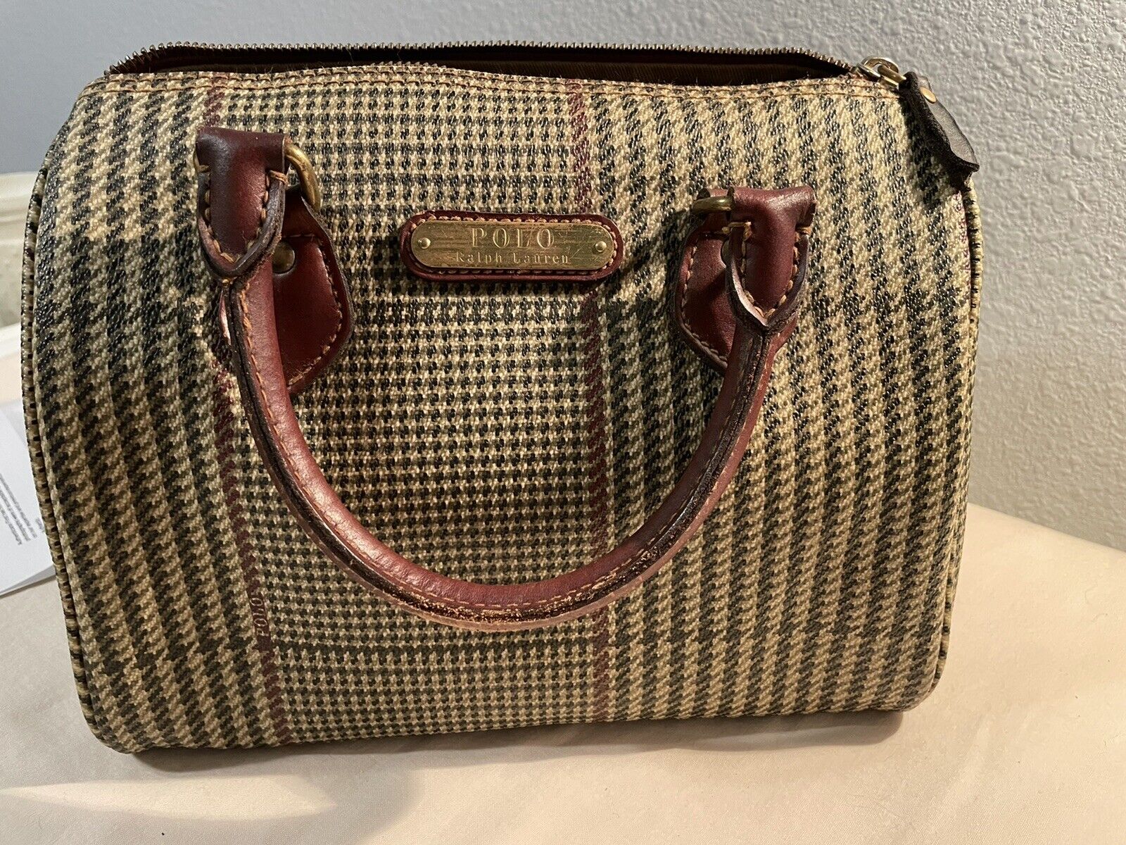 Vintage Ralph Lauren Polo Women's Handbag Purse Bag Brown PLAID Houndstooth  COA | eBay