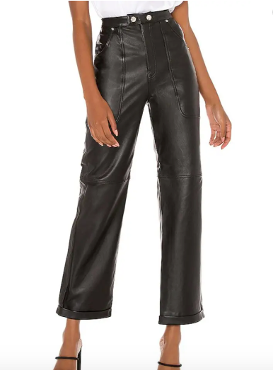 NWT Grlfrnd Revolve PAOLO Straight Leg Black Leather Pants SMALL MSRP $578