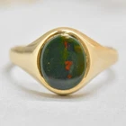 Gold Bloodstone Signet Ring Silver Men's Ring Men's Accessories Silver Jewelry
