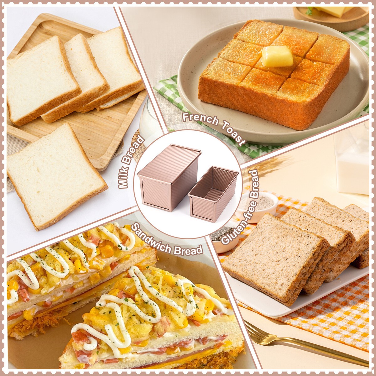 Mini Cake Molds SUNCITY Aluminized Steel Pullman Loaf Pan With Lid