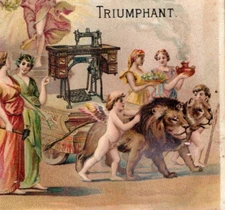 1889 Wheeler & Wilson Triumphant Sewing Machine Lovely Angels Cherub Lions F197