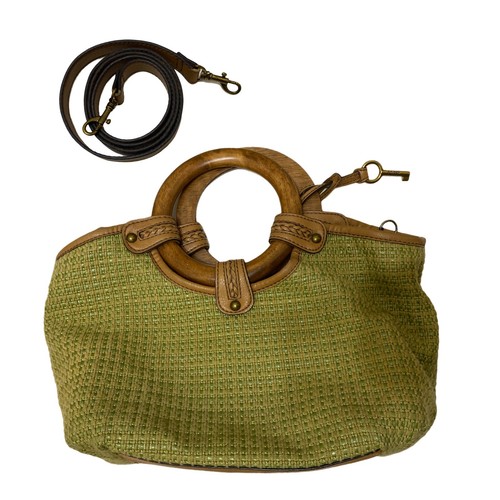 Fossil Green Straw Weave Handbag Purse 