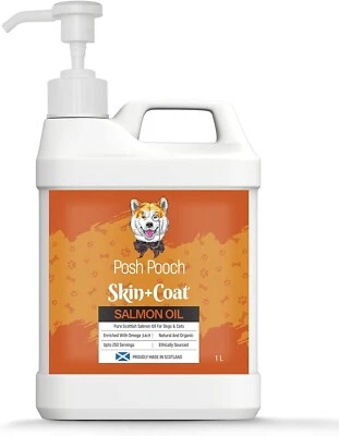 1000ml Pure Scottish Salmon Oil For Dogs Omega 3, 6 & 9 , Vitamin E Supplement