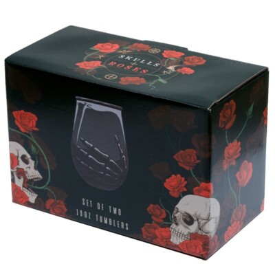 GOTHIC WICCAN SAMMLERSTÜCK 2ER SET GLAS SKELETT HAND 550ml BECHER (TUMB12)