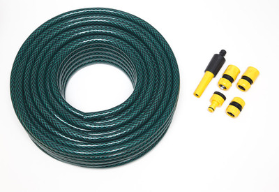 50M HOSEPIPE SET GREEN GARDEN HOSE + CONNECTORS HOZELOCK COMPATIBLE