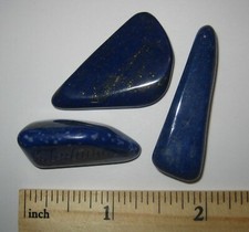 3 BEAUTIFUL A TUMBLED POLISHED NATURAL LAPIS LAZULI STONES AFGHANISTAN 24g 2