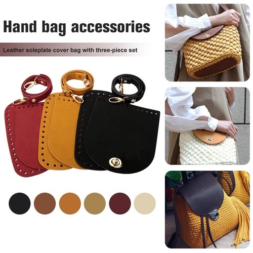 Crochet Bag Faux Leather Woven Bag Set Shoulder Strap Shoulder Bag Bottom Strap - Picture 1 of 19