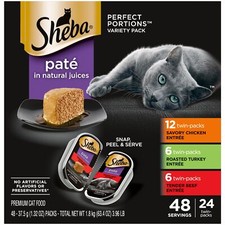 SHEBA PERFECT PORTIONS Pat Wet Cat Food Trays 24 Count, 48 Servings , Savor...