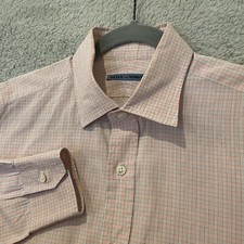 Seize Sur Vingt Dress Shirt Men’s XL Pink Multicolor Plaid Button Front EUC