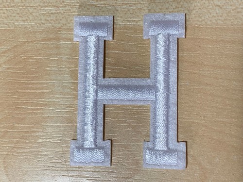 ALPHABET LETTERS EMBROIDERED IRON ON BADGE SEW ON PATCH WHITE A-Z APPLIQUE - Picture 32 of 50