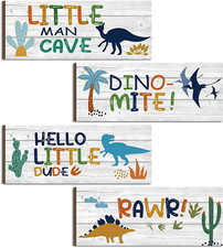 4 Pcs Dinosaur Room Bedroom Decor Boys Wall Decor, As pictures shown