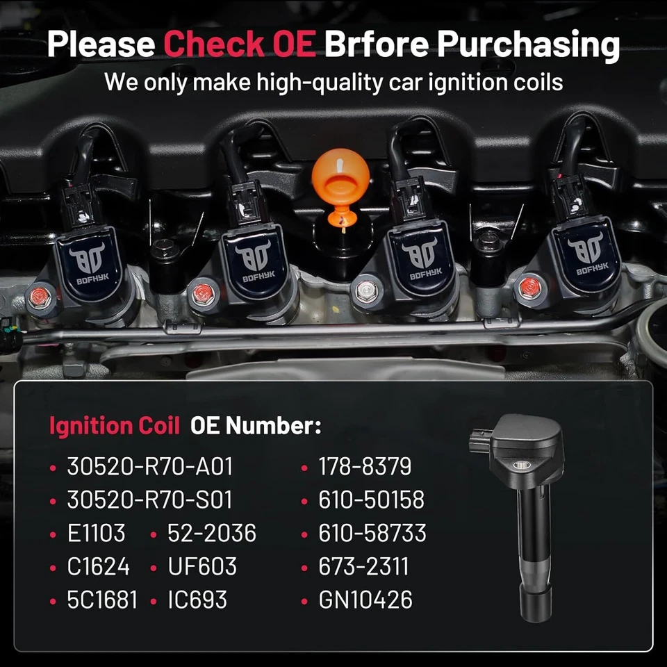 Paquete de 6 bobinas de encendido UF603 para Acura ZDX 2010-2013 3,7 L V6 Foto 4 de 4