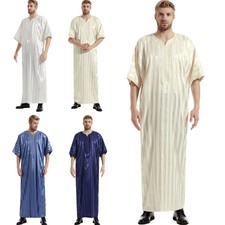 Men Thobe Jubba Thoub Abaya Muslim Men Short Kaftan Saudi Arabic Robe Dishdasha