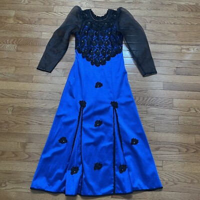 Vintage Cottagecore Prairie Electric Blue Formal Dress Puffy Sleeves XS Petite | eBay Vintage Cottagecore Prairie Electric Blue Formal Dress Puffy Sleeves XS Petite | eBay