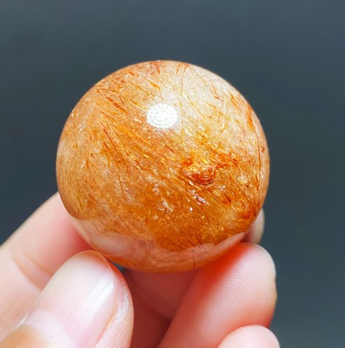 28,8 mm Natürlich Rot Kupfer Rutiliert Kristall Rund Perlen Kugel Heilung C612 - Bild 17 von 17