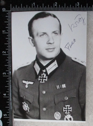 WW2 GERMAN ARMY KNIGHTS CROSS RECIPIENT THEO KROJ SIGNED PHOTO AUTOGRAPH