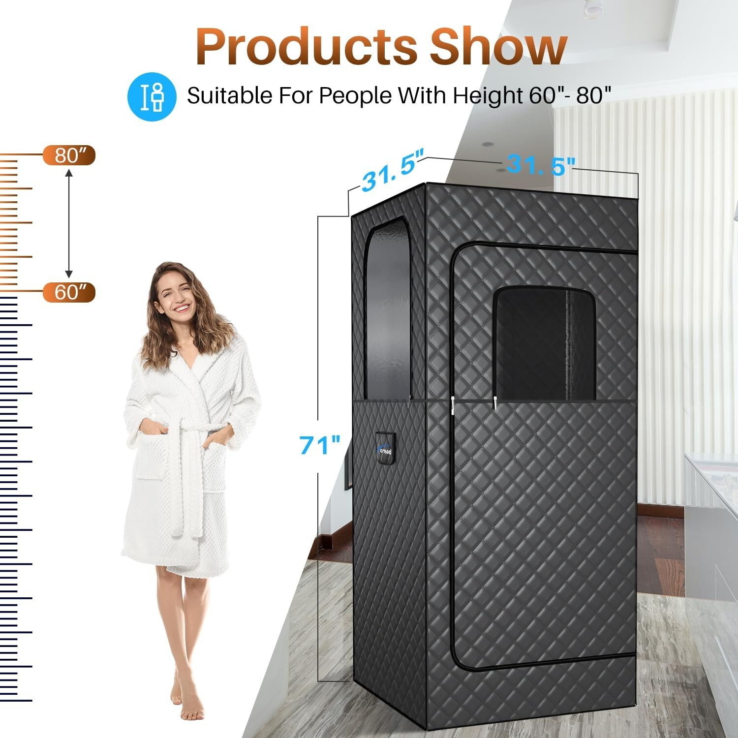 TOREAD Portable Steam Sauna for Home, Full Size Sauna Box, 2.6L 1000W