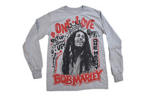 Zion Rootswear Mens Bob Marley One Love Long Sleeve Gray Shirt New Small