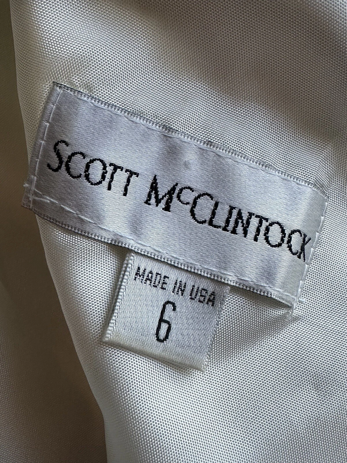 OFF WHITE Abito vintage Scott McClintock bianco senza spalline in pizzo nero taglia 6