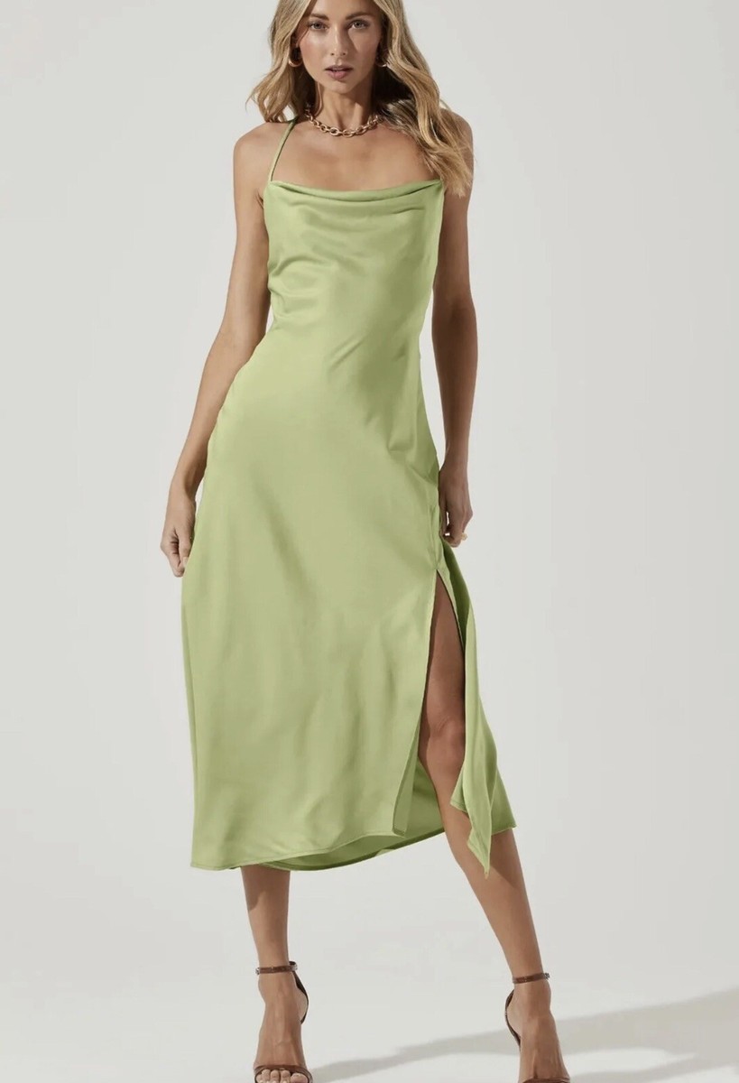 NWT ASTR The Label Womens Gaia Strappy Midi Dress Spring Green Size Medium  | eBay UK