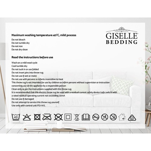 Giselle Electric Throw Rug Heated Blanket Washable Fleece Winter Warming Colour - Picture 22 of 62