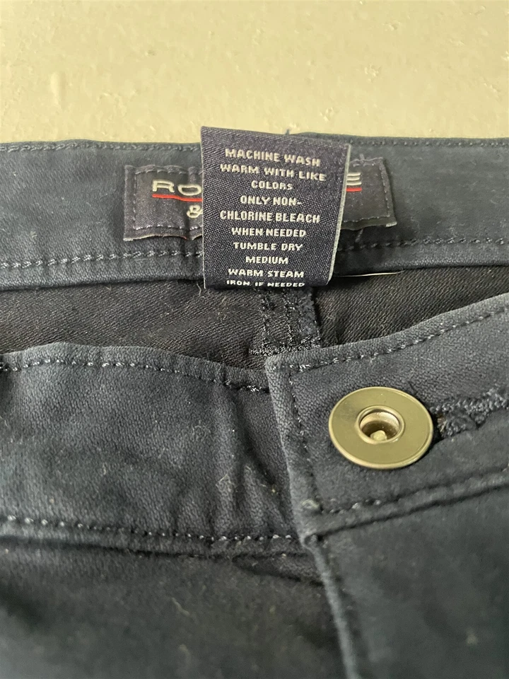 Pantalones de mezclilla Roundtree & Yorke 34x30 pierna recta 5 bolsillos color azul algodón elástico Foto 4 de 4