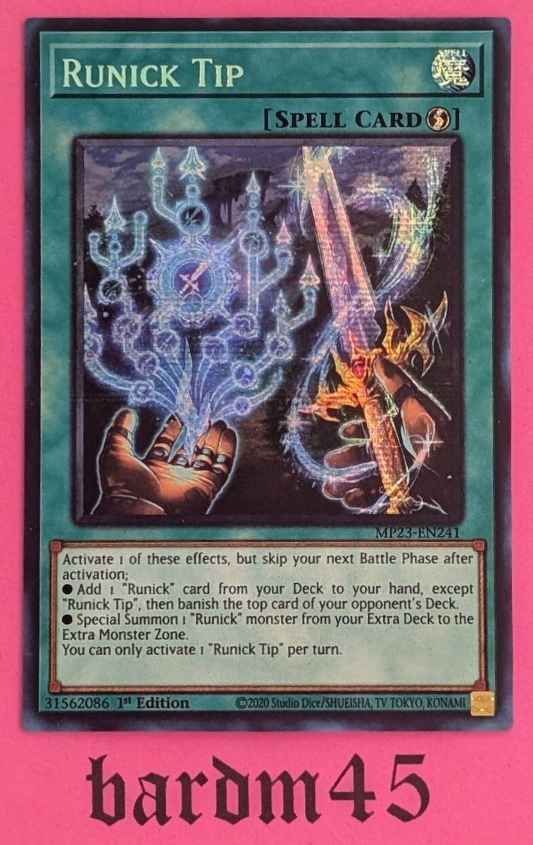 Runick Tip Prismatic Secret Rare Yugioh Card (MP23-EN241) Near Mint! Runick Tip Prismatic Secret Rare Yugioh Card (MP23-EN241) Near Mint!