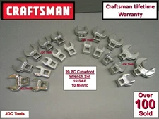 CRAFTSMAN TOOLS 20 pc 3/8 DRIVE CROWFOOT WRENCH SET SAE METRIC 10