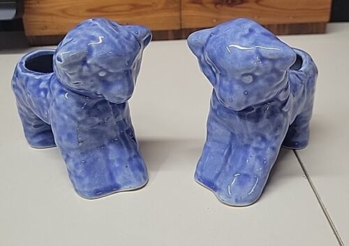 Two 1950s Ceramic Nursery Lamb Planters - Baby Necessities Storage Blue - Picture 1 of 5