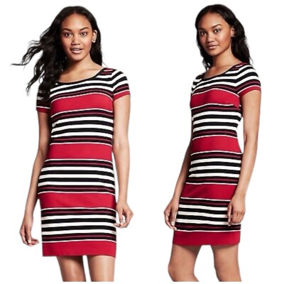 BANANA REPUBLIC  Multi Stripe Ponte Knit Knee Length Sheath Dress  Size 4  | eBay