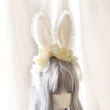 Diadema Lolita Niñas Orejas de Conejo Moño Aro para el Pelo Fiesta Juegos con disfraces Utilería Regalo Elegante