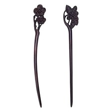 2 PCS Wooden Hair Stick for Buns, Handmade Carved Hairpin Hair Fork Vintage