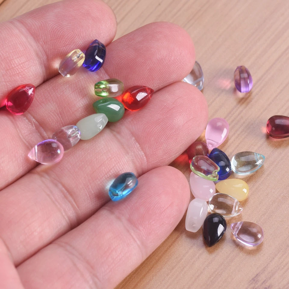 40pcs Small Teardrop Shape 9x6mm Crystal Glass Loose Beads For Jewelry Making - Photo 2/2