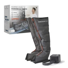 Sharper Image Air Compression Powerboost Boots Flex Leg Recovery System Black