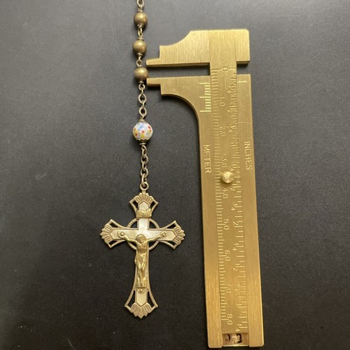 Vintage Catholic Ball Bearing 5 Decade Rosary, Laminated Crucifix - Picture 6 of 6