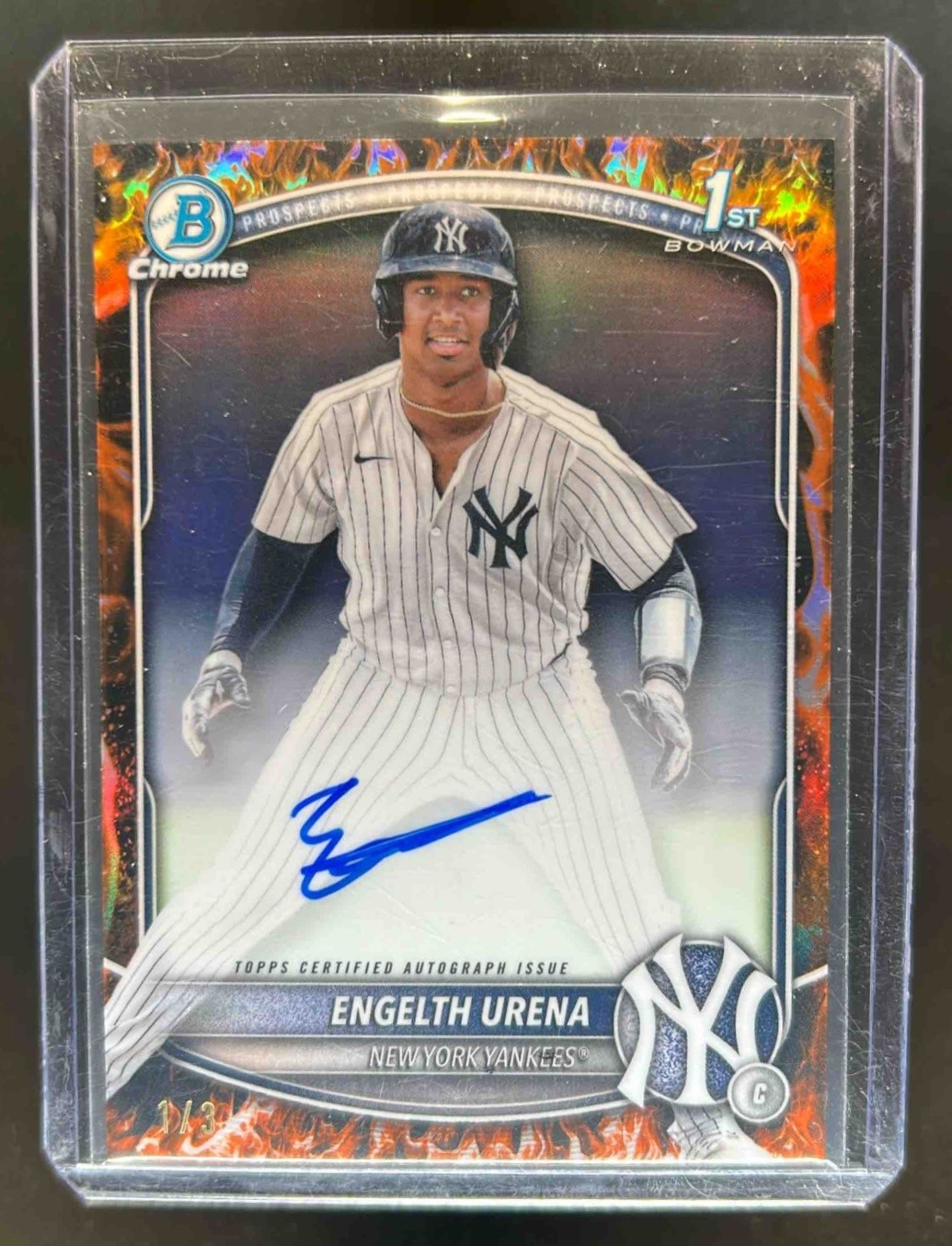 2025 Bowman Engelth Urena Chrome Auto Firefractor 1st Prospect #/3 Yankees