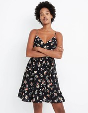Madewell 100% Silk Dress Size 10 Cami Crossover Floral in Carnation Toss