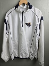 Los Angeles Rams White Large Quarter Zip Pullover Jacket Embroidered NFL