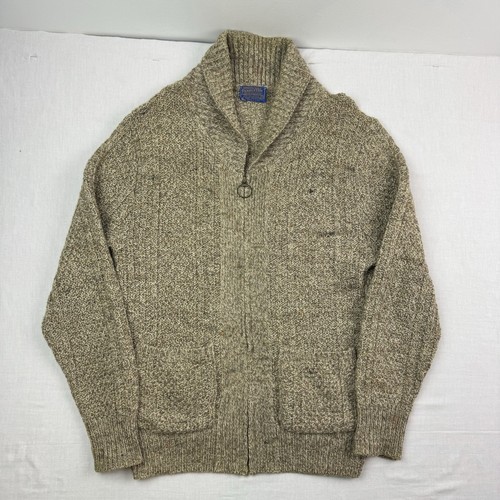 Suéter Vintage Pendleton Cremallera Completa Adulto Medio Bronceado Chal Cuello 100% Lana EE. UU.  - Imagen 1 de 13