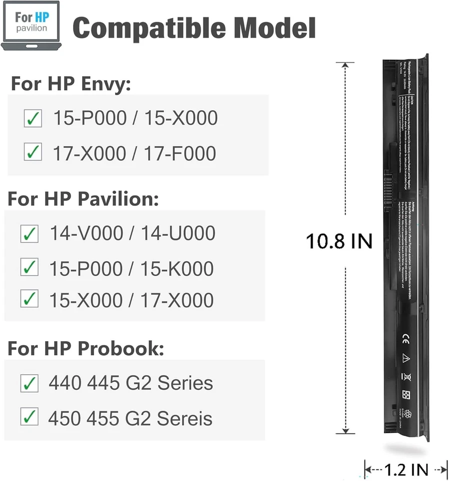 Batería para portátil VI04 para HP ProBook 440 G2 450 G2 TPN-Q140 Q141 Q142 Q143 2600mAh Foto 3 de 4