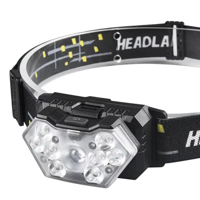 9 Led Strong Light Headlamp USB Rechageable Motion Sensor Headlight Portable Fis