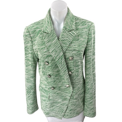 #ad #ad NEW Modern Works Women#x27;s Green Metallic Tweed Double Breasted Blazer Jacket M $43.99