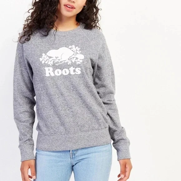 Women's Roots Original Salt & Pepper Crew Neck Sweatshirt Pullover Size Medium - Image 3 of 4